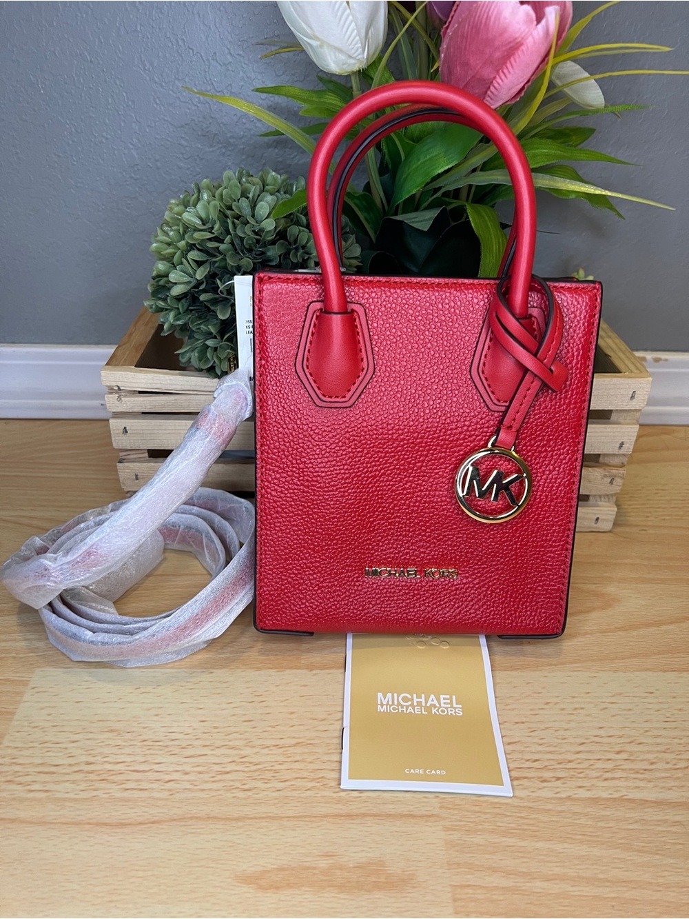 Michael Kors Red Small Mercer Crossbody